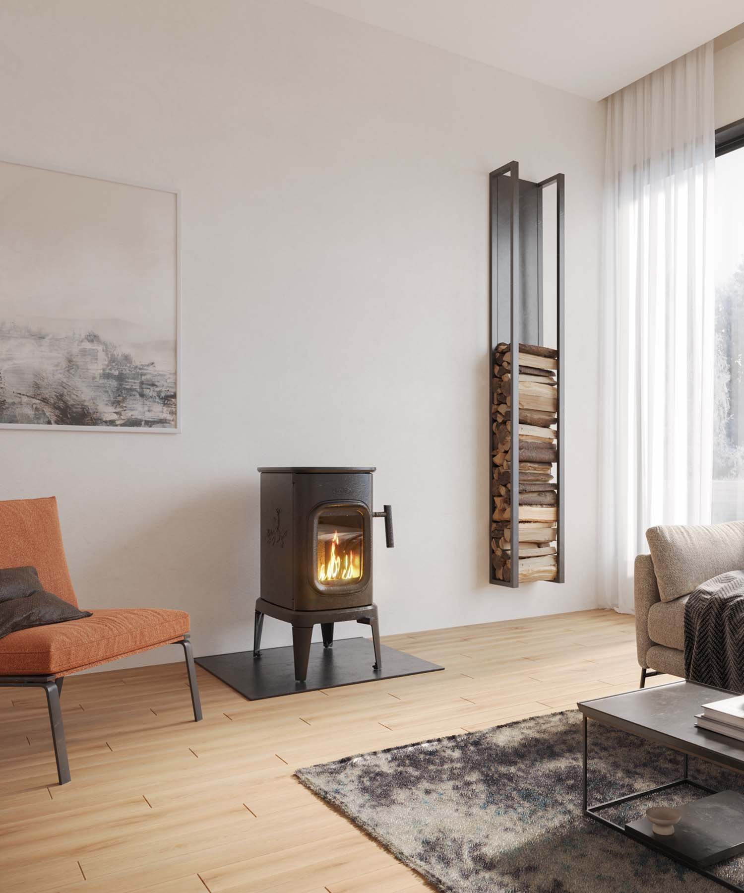 bspcpoele poele à bois saga 101 - installation clé en main