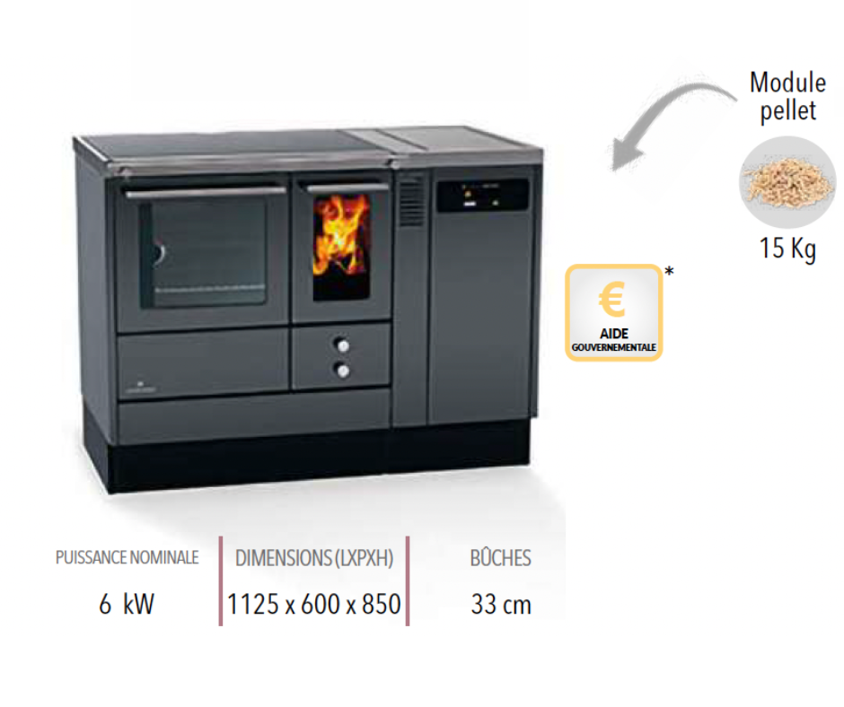 Cuisinière mixte bois & granulés LCP 75